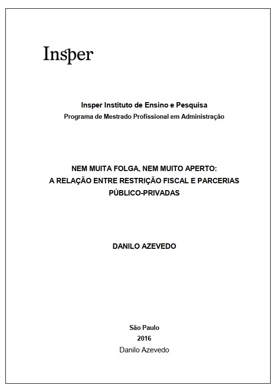 Capa da Dissertação de Mestrado elaborada por Danilo Azevedo