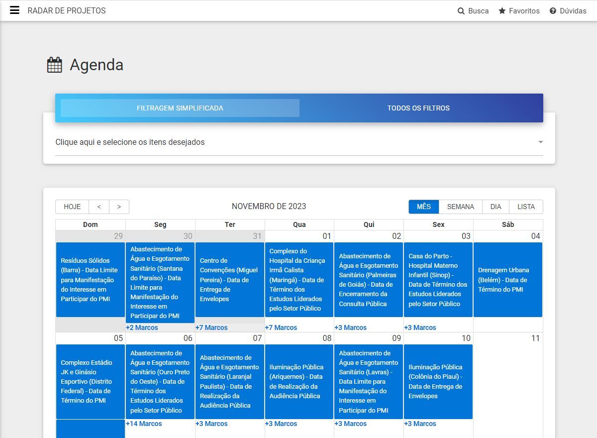 Agenda dos Projetos